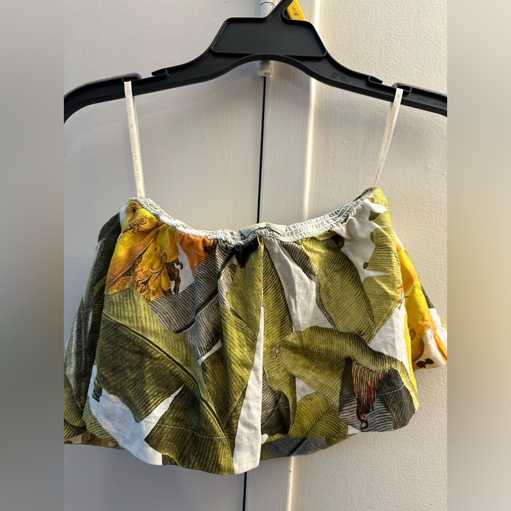 NWT Farm Rio Banana Palm Leaf Crop Top Large Revolve Tube Top